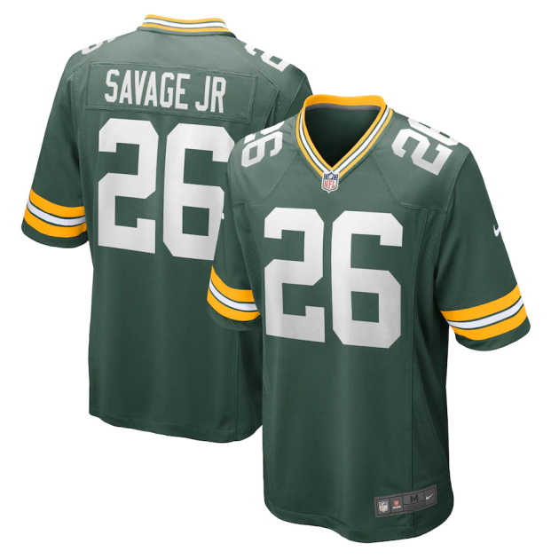 mens nike darnell savage jr green green bay packers game team jersey